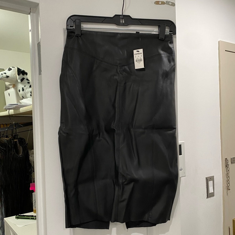 Black Leather Midi Skirt